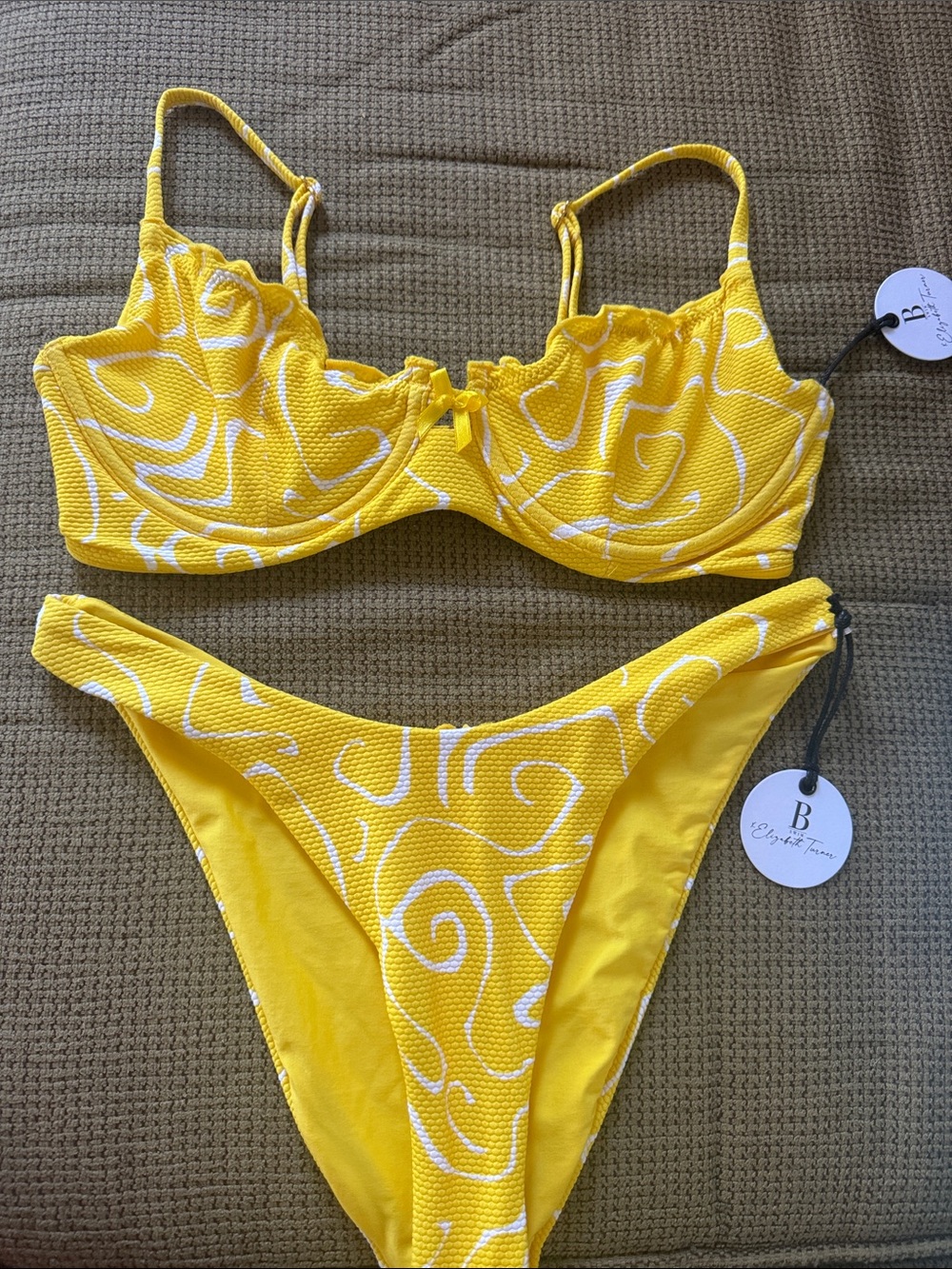 Yellow Textured Underwire Bikini Set